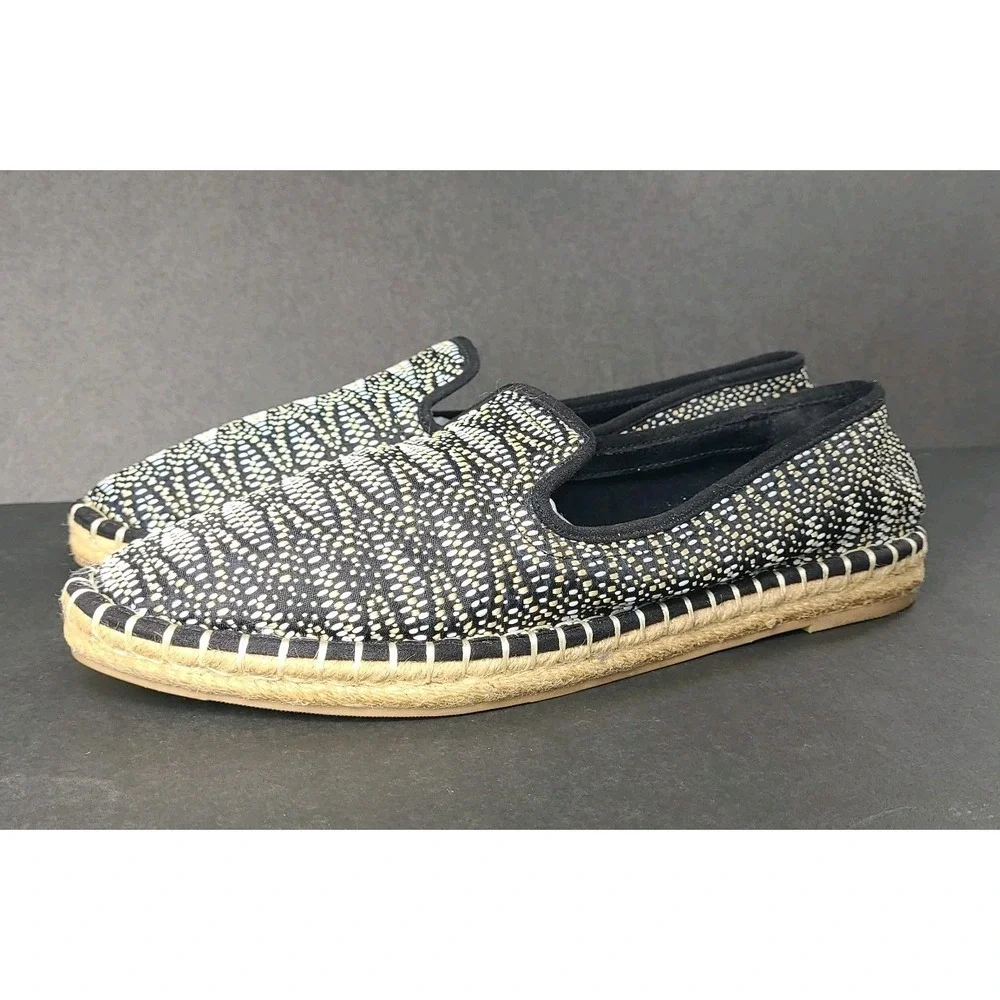 Universal Thread Woven Espadrille Slip-On Flats Women 11 Black White EUC